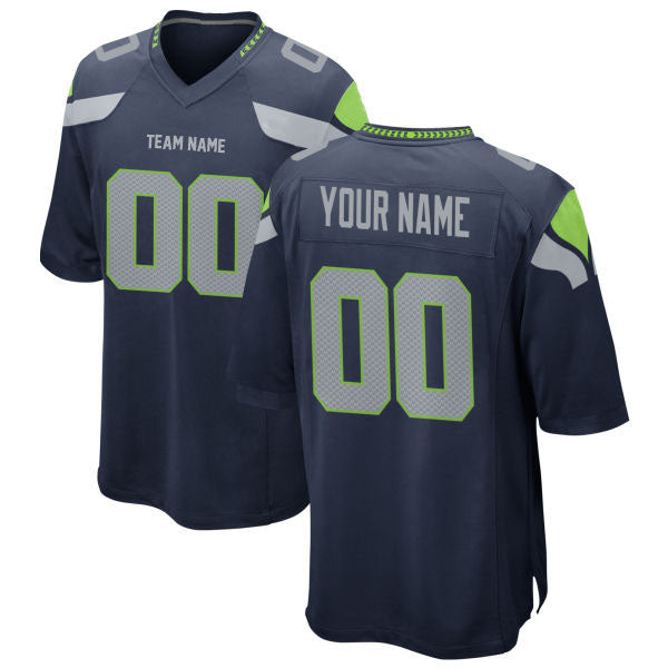 Seahawks Football Jersey Custom Stitched Name & Number Navy/White/Green Style12042301