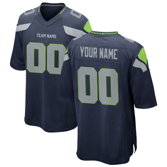 Seahawks Football Jersey Custom Stitched Name & Number Navy/White/Green Style12042301