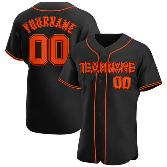 Baseball Stitched Custom Jersey - Black / Font Orange style 2