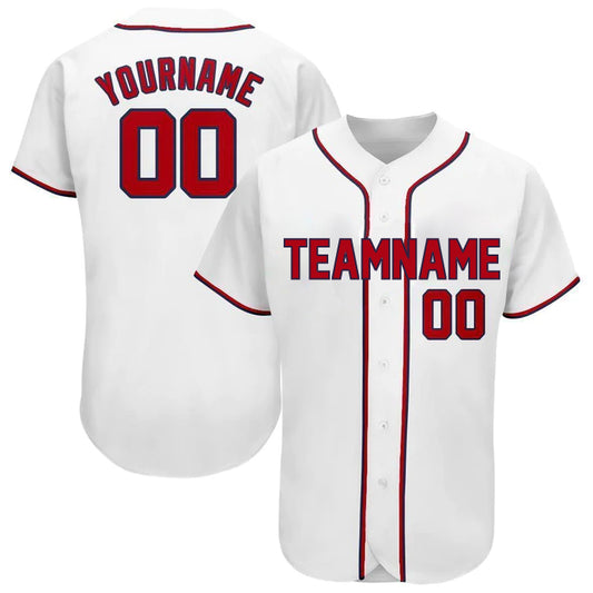 Baseball Stitched Custom Jersey - White / Font Red