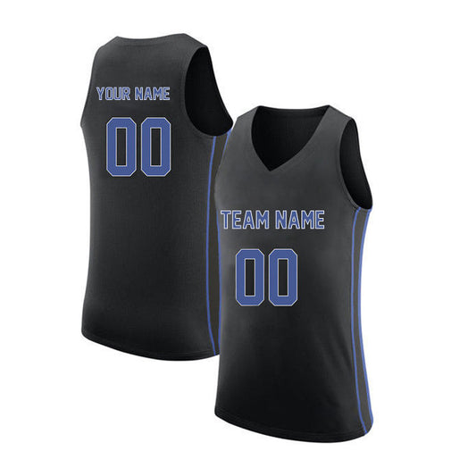 Basketball Stitched Custom Jersey - Black / Font Blue