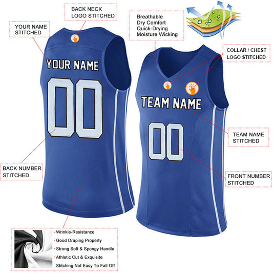 Basketball Stitched Custom Jersey - Blue / Font White