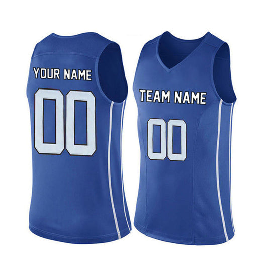 Basketball Stitched Custom Jersey - Blue / Font White