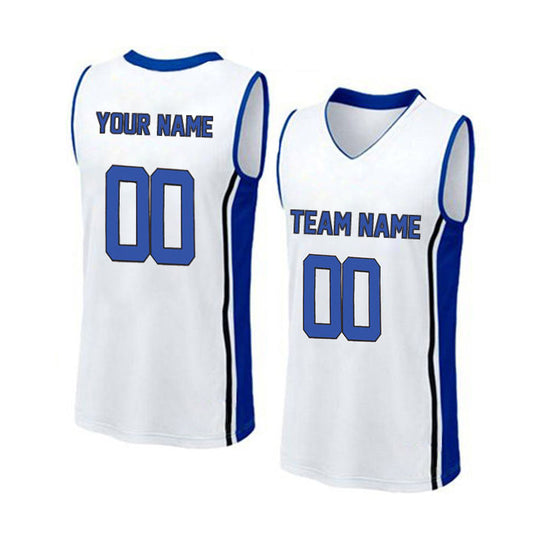Basketball Stitched Custom Jersey - White / Font Blue Style2