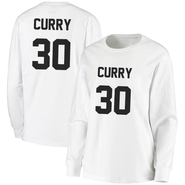 Stephen Curry 30 Long Sleeve Tshirt Black/White Style08092752