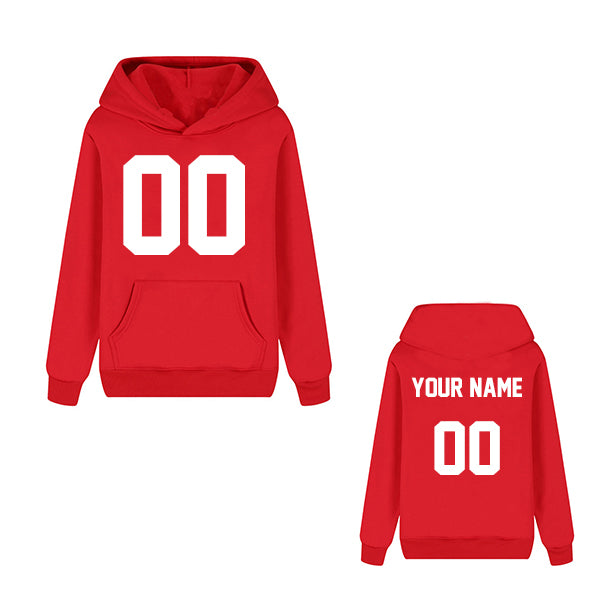Customized Pullover Hoodie - Red / Font White