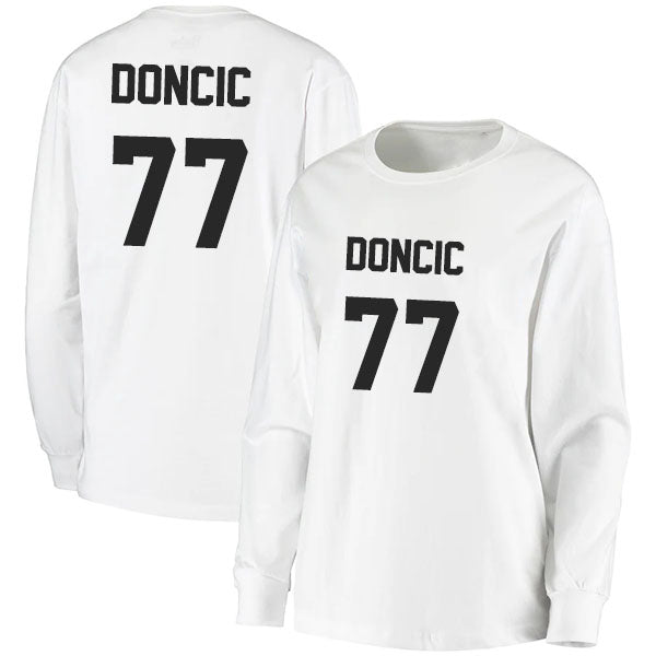Luka Doncic 77 Long Sleeve Tshirt Black/White Style08092748