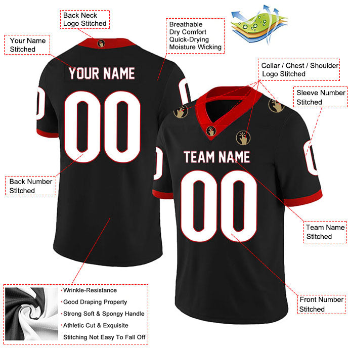 Football Stitched Custom Jersey - Black / Font White Style23042202