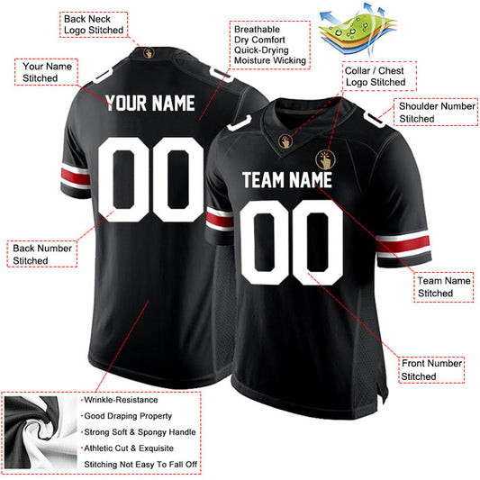 Football Stitched Custom Jersey - Black / Font White Style23042206