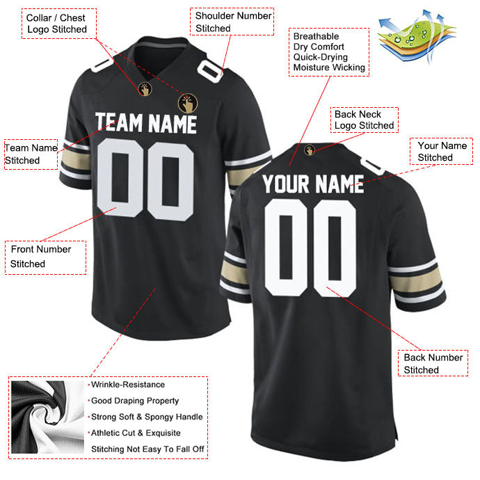Football Stitched Custom Jersey - Black / Font White Style23042216