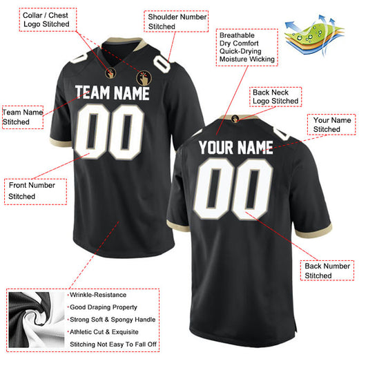 Football Stitched Custom Jersey - Black / Font White Style23042216b