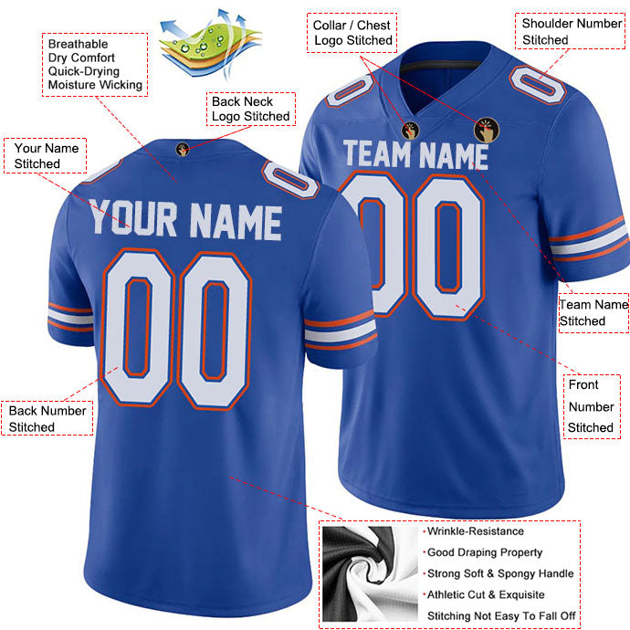 Football Stitched Custom Jersey - Blue / Font White Style23042219
