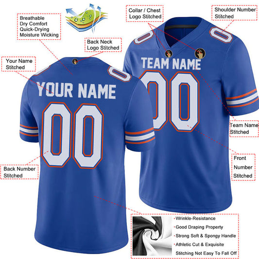 Football Stitched Custom Jersey - Blue / Font White Style23042219
