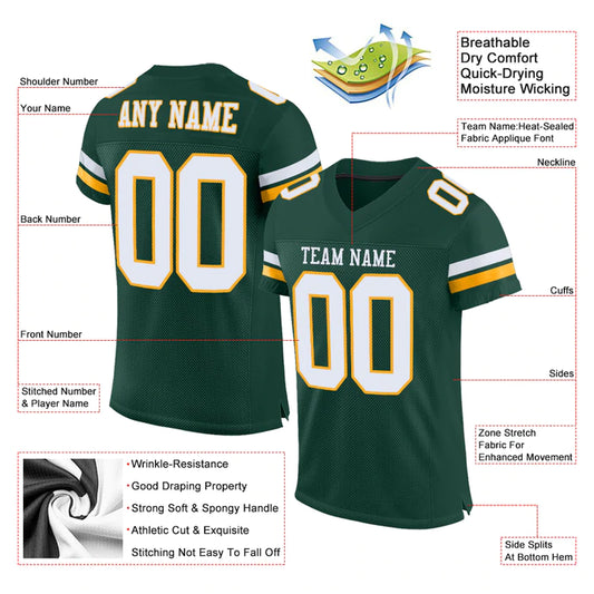 Football Stitched Custom Jersey - Green / Font White