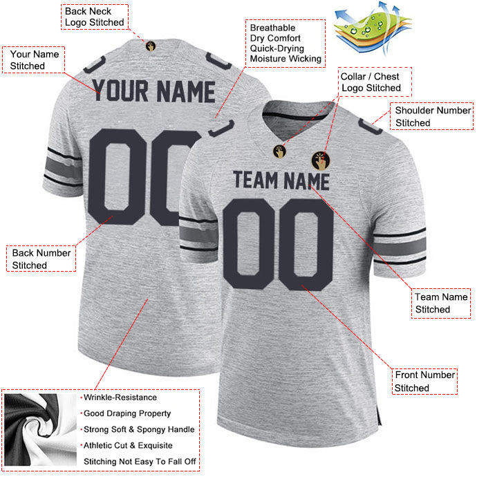 Football Stitched Custom Jersey - Grey / Font Grey Style23042206