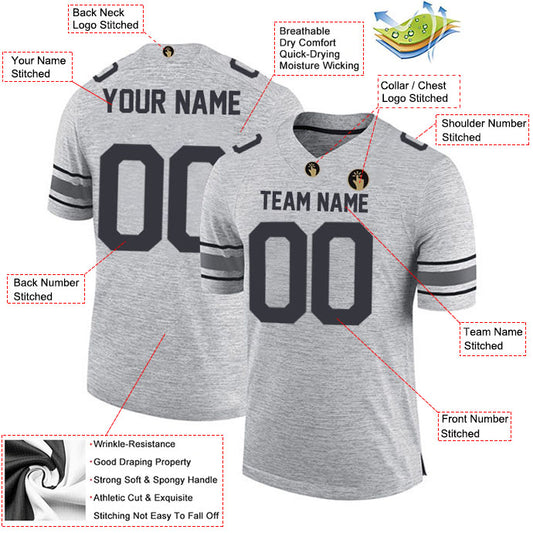 Football Stitched Custom Jersey - Grey / Font Grey Style23042206