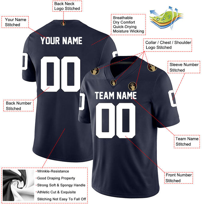 Football Stitched Custom Jersey - Navy / Font White Style23042205b
