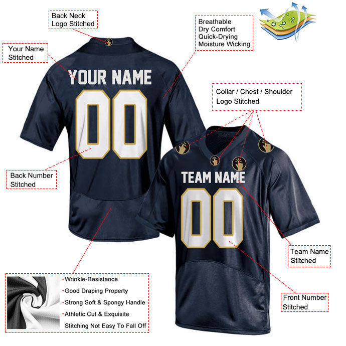 Football Stitched Custom Jersey - Navy / Font White Style23042220