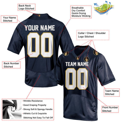 Football Stitched Custom Jersey - Navy / Font White Style23042220
