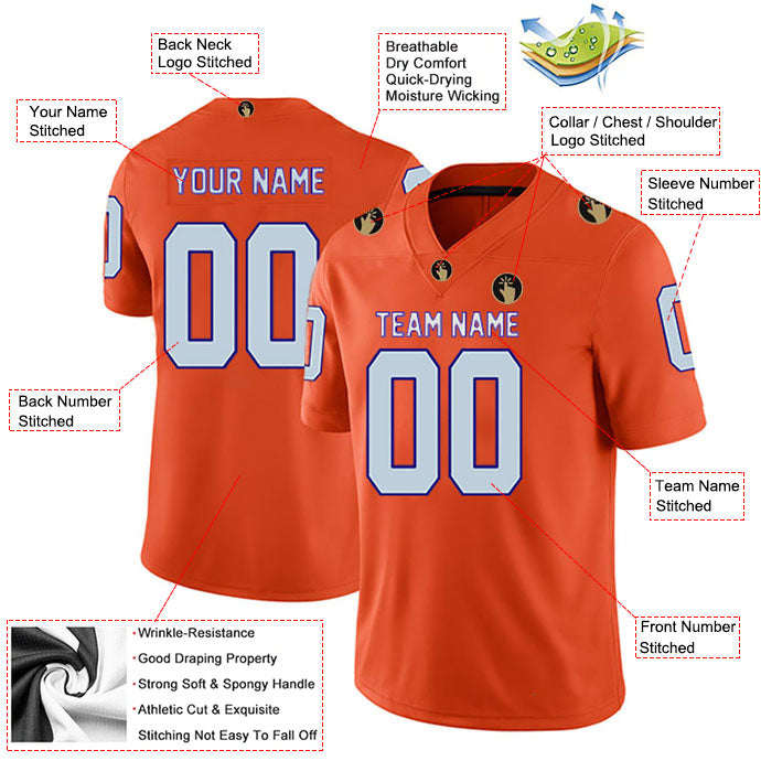 Football Stitched Custom Jersey - Orange / Font White Style23042201