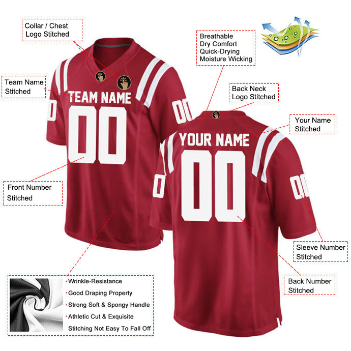 Football Stitched Custom Jersey - Red / Font White Style23042214