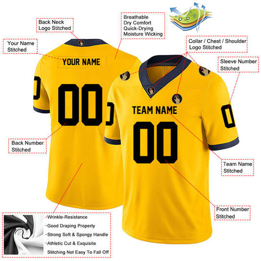 Football Stitched Custom Jersey - Yellow / Font Black Style23042204