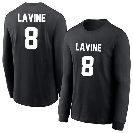 Zach LaVine 8 Long Sleeve Tshirt Black/White Style08092786