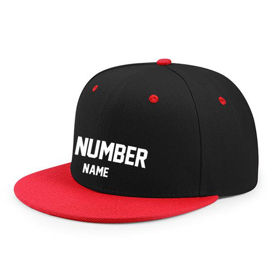 Customized Flat Adjustable Baseball Cap - Black Red