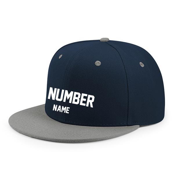 Customized Flat Adjustable Baseball Cap - Navy Grey