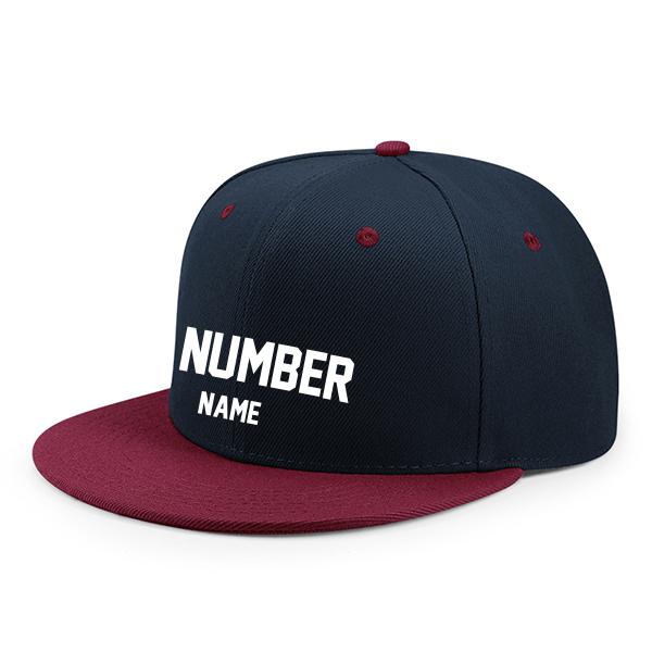 Customized Flat Adjustable Baseball Cap - Navy Red