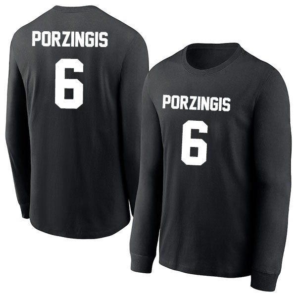 Kristaps Porzingis 6 Long Sleeve Tshirt Black/White Style08092787