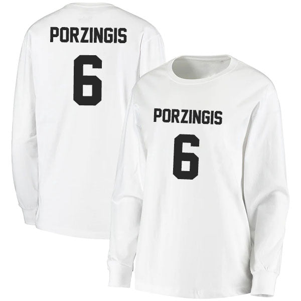 Kristaps Porzingis 6 Long Sleeve Tshirt Black/White Style08092787