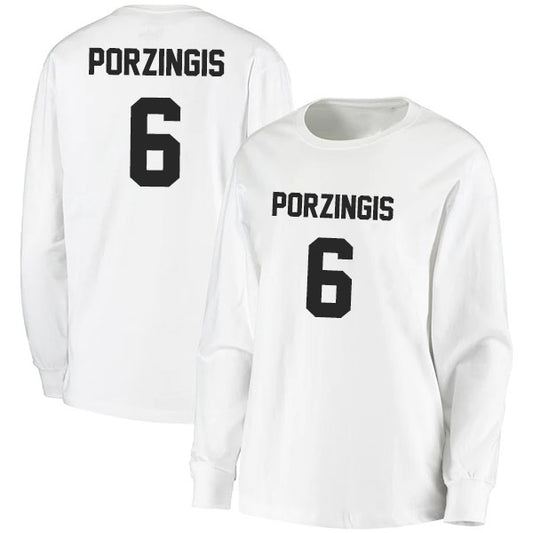 Kristaps Porzingis 6 Long Sleeve Tshirt Black/White Style08092787