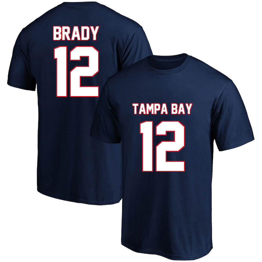 Tampa Bay Brady 12 Short Sleeve Tshirt Red/White/Grey/Black/Navy/Style20082203