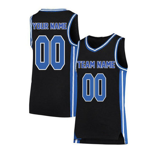 Basketball Stitched Custom Jersey - Black / Font Blue Style06052221