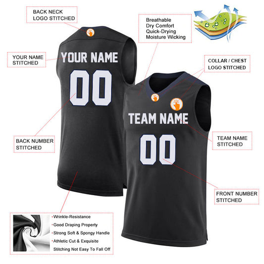 Basketball Stitched Custom Jersey - Black / Font White Style06052203