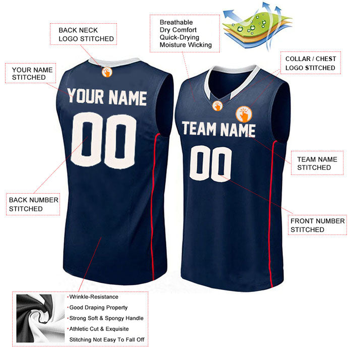 Basketball Stitched Custom Jersey - Navy / Font White Style06052202
