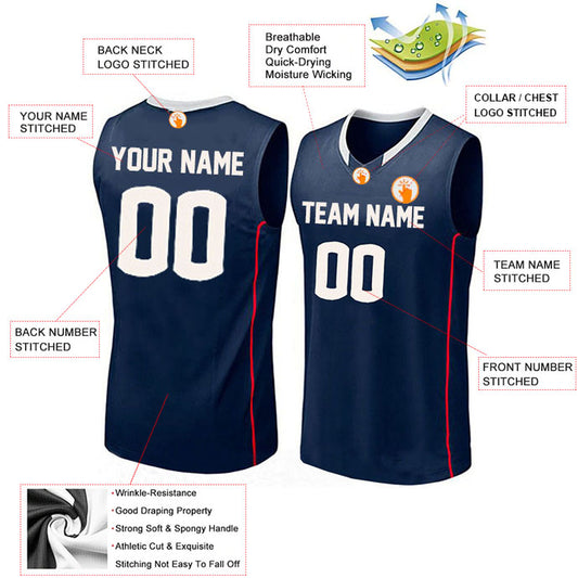 Basketball Stitched Custom Jersey - Navy / Font White Style06052202