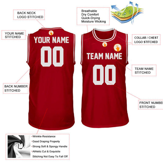 Basketball Stitched Custom Jersey - Red / Font White Style06052204