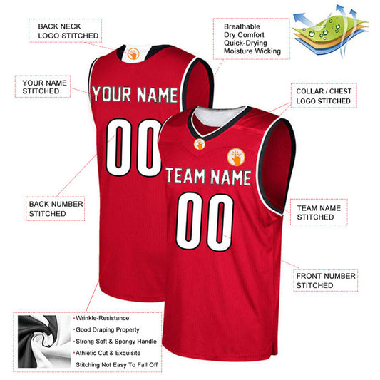 Basketball Stitched Custom Jersey - Red / Font White Style06052207