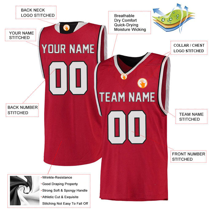 Basketball Stitched Custom Jersey - Red / Font White Style06052210
