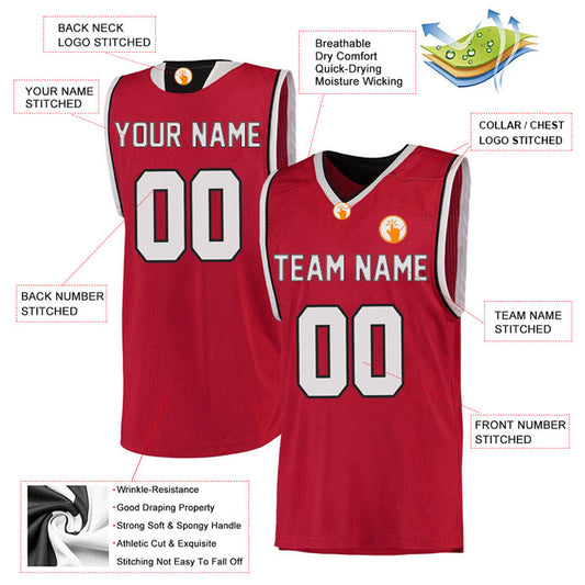 Basketball Stitched Custom Jersey - Red / Font White Style06052210