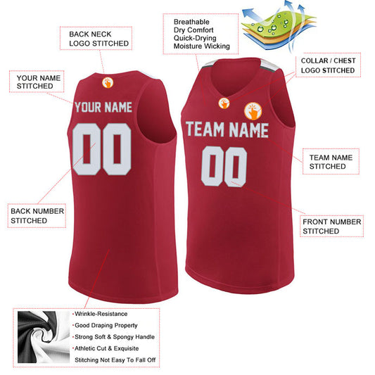 Basketball Stitched Custom Jersey - Red / Font White Style06052212