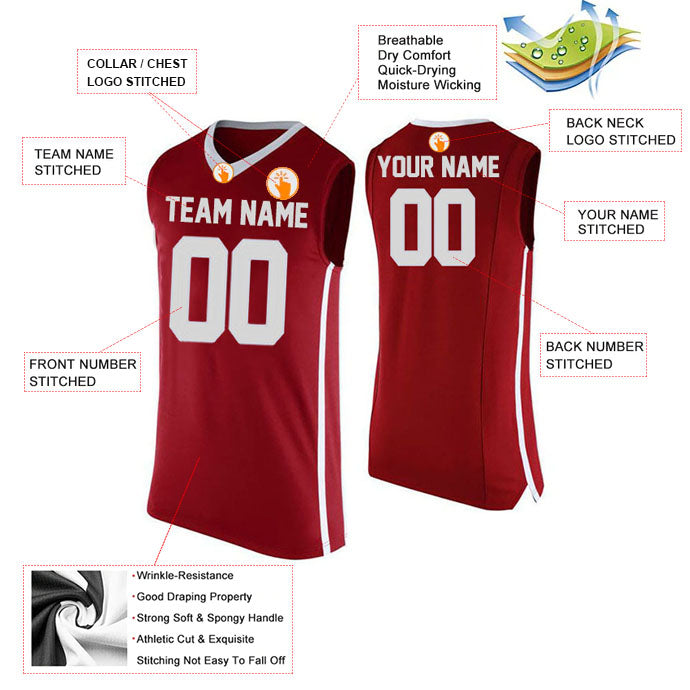 Basketball Stitched Custom Jersey - Red / Font White Style06052213
