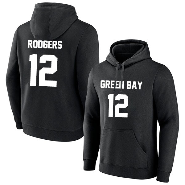 Green Bay Rodgers 12 Pullover Hoodie Black/Green Style08092290