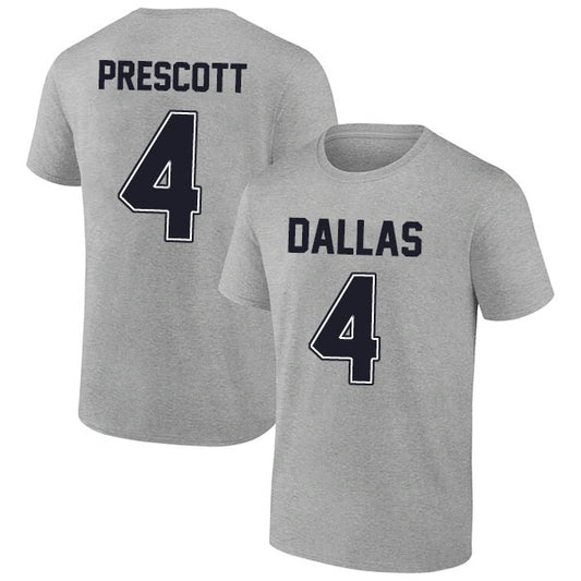 Dallas Prescott 4 Short Sleeve Tshirt Gray/Navy/White Style08092288