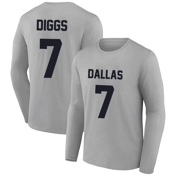 Dallas Diggs 7 Long Sleeve Tshirt Navy/White/Grey Style05092211