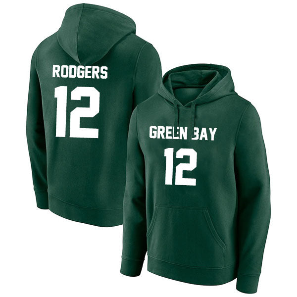 Green Bay Rodgers 12 Pullover Hoodie Black/Green Style08092290
