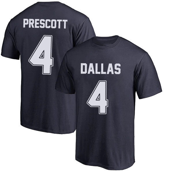Dallas Prescott 4 Short Sleeve Tshirt Gray/Navy/White Style08092288