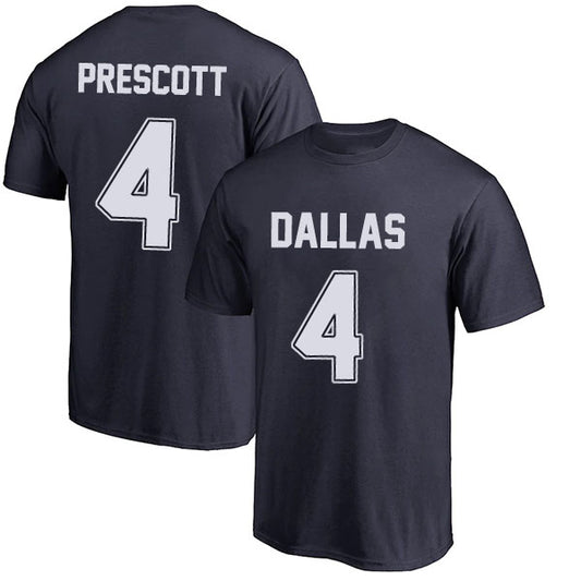 Dallas Prescott 4 Short Sleeve Tshirt Gray/Navy/White Style08092288